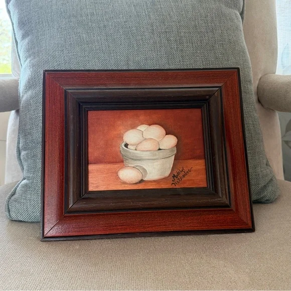 Still Life Painting with Eggs Signed by Artist Madelyn Wetherbee Framed - Picture 2 of 8